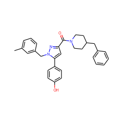 Cc1cccc(Cn2nc(C(=O)N3CCC(Cc4ccccc4)CC3)cc2-c2ccc(O)cc2)c1 ZINC001772634870