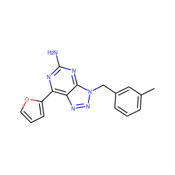 Cc1cccc(Cn2nnc3c(-c4ccco4)nc(N)nc32)c1 ZINC000040873412