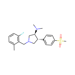 Cc1cccc(F)c1CN1C[C@@H](N(C)C)[C@H](c2ccc(S(C)(=O)=O)cc2)C1 ZINC001772636963