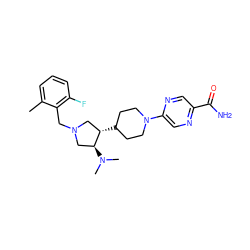 Cc1cccc(F)c1CN1C[C@H](C2CCN(c3cnc(C(N)=O)cn3)CC2)[C@@H](N(C)C)C1 ZINC001772640761