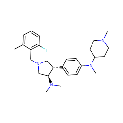 Cc1cccc(F)c1CN1C[C@H](c2ccc(N(C)C3CCN(C)CC3)cc2)[C@@H](N(C)C)C1 ZINC001772627994