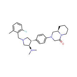 Cc1cccc(F)c1CN1C[C@H](c2ccc(N3CC(=O)N4CCCC[C@@H]4C3)cc2)[C@@H](N(C)C)C1 ZINC001772578181