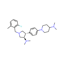 Cc1cccc(F)c1CN1C[C@H](c2ccc(N3CCC(N(C)C)CC3)cc2)[C@@H](N(C)C)C1 ZINC001772650688