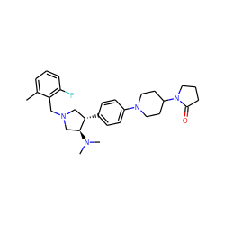 Cc1cccc(F)c1CN1C[C@H](c2ccc(N3CCC(N4CCCC4=O)CC3)cc2)[C@@H](N(C)C)C1 ZINC001772629113