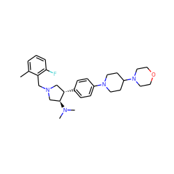 Cc1cccc(F)c1CN1C[C@H](c2ccc(N3CCC(N4CCOCC4)CC3)cc2)[C@@H](N(C)C)C1 ZINC001772606417