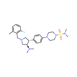 Cc1cccc(F)c1CN1C[C@H](c2ccc(N3CCN(S(=O)(=O)N(C)C)CC3)cc2)[C@@H](N(C)C)C1 ZINC001772657753