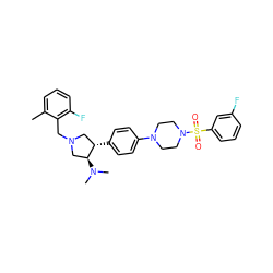 Cc1cccc(F)c1CN1C[C@H](c2ccc(N3CCN(S(=O)(=O)c4cccc(F)c4)CC3)cc2)[C@@H](N(C)C)C1 ZINC001772648753