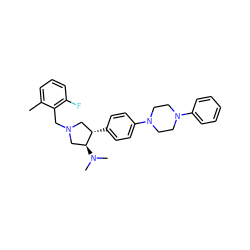 Cc1cccc(F)c1CN1C[C@H](c2ccc(N3CCN(c4ccccc4)CC3)cc2)[C@@H](N(C)C)C1 ZINC001772613383