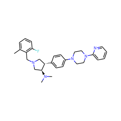 Cc1cccc(F)c1CN1C[C@H](c2ccc(N3CCN(c4ccccn4)CC3)cc2)[C@@H](N(C)C)C1 ZINC001772613479