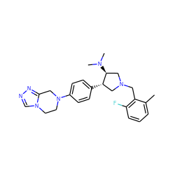 Cc1cccc(F)c1CN1C[C@H](c2ccc(N3CCn4cnnc4C3)cc2)[C@@H](N(C)C)C1 ZINC001772574068