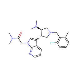 Cc1cccc(F)c1CN1C[C@H](c2cn(CC(=O)N(C)C)c3ncccc23)[C@@H](N(C)C)C1 ZINC001772648662