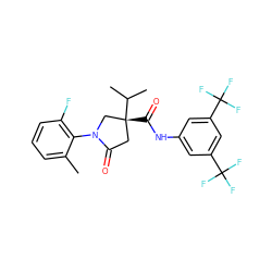 Cc1cccc(F)c1N1C[C@](C(=O)Nc2cc(C(F)(F)F)cc(C(F)(F)F)c2)(C(C)C)CC1=O ZINC000198447407