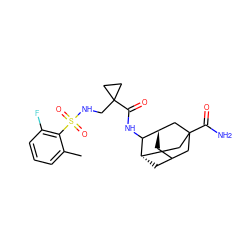 Cc1cccc(F)c1S(=O)(=O)NCC1(C(=O)NC2[C@H]3CC4C[C@H]2CC(C(N)=O)(C4)C3)CC1 ZINC001772646437