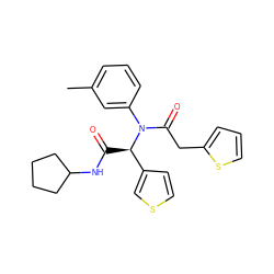 Cc1cccc(N(C(=O)Cc2cccs2)[C@H](C(=O)NC2CCCC2)c2ccsc2)c1 ZINC000001333682