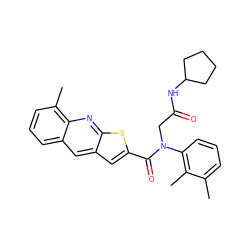 Cc1cccc(N(CC(=O)NC2CCCC2)C(=O)c2cc3cc4cccc(C)c4nc3s2)c1C ZINC000001364143