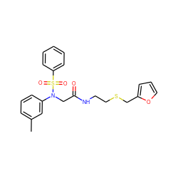 Cc1cccc(N(CC(=O)NCCSCc2ccco2)S(=O)(=O)c2ccccc2)c1 ZINC000002988344