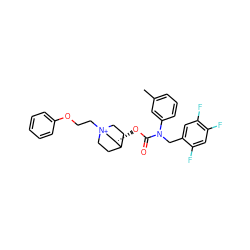 Cc1cccc(N(Cc2cc(F)c(F)cc2F)C(=O)O[C@H]2C[N+]3(CCOc4ccccc4)CCC2CC3)c1 ZINC000071295356