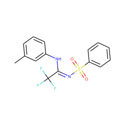 Cc1cccc(N/C(=N\S(=O)(=O)c2ccccc2)C(F)(F)F)c1 ZINC000015986222