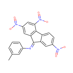 Cc1cccc(N=C2c3cc([N+](=O)[O-])ccc3-c3c2cc([N+](=O)[O-])cc3[N+](=O)[O-])c1 ZINC000263591483