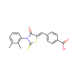 Cc1cccc(N2C(=O)/C(=C/c3ccc(C(=O)O)cc3)SC2=S)c1C ZINC000001210209