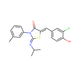 Cc1cccc(N2C(=O)/C(=C/c3ccc(O)c(Cl)c3)S/C2=N\C(C)C)c1 ZINC000049113205