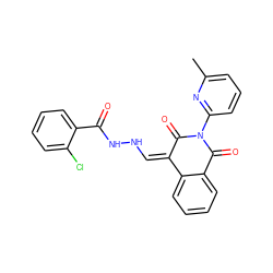 Cc1cccc(N2C(=O)/C(=C\NNC(=O)c3ccccc3Cl)c3ccccc3C2=O)n1 ZINC000008687715