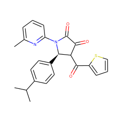 Cc1cccc(N2C(=O)C(=O)C(C(=O)c3cccs3)[C@H]2c2ccc(C(C)C)cc2)n1 ZINC000004311957