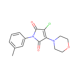 Cc1cccc(N2C(=O)C(Cl)=C(N3CCOCC3)C2=O)c1 ZINC000000138024