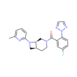 Cc1cccc(N2C[C@@H]3CCN(C(=O)c4cc(F)ccc4-n4nccn4)C[C@@H]32)n1 ZINC000116826806