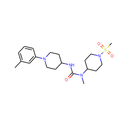 Cc1cccc(N2CCC(NC(=O)N(C)C3CCN(S(C)(=O)=O)CC3)CC2)c1 ZINC000029126617