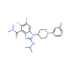 Cc1cccc(N2CCC(n3c(NC(C)C)nc4c(C(=O)N(C)C)c(Cl)c(Cl)cc43)CC2)c1 ZINC000095582550