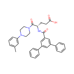 Cc1cccc(N2CCN(C(=O)[C@H](CCC(=O)O)NC(=O)c3cc(-c4ccccc4)cc(-c4ccccc4)c3)CC2)c1 ZINC000049746556