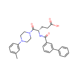 Cc1cccc(N2CCN(C(=O)[C@H](CCC(=O)O)NC(=O)c3cccc(-c4ccccc4)c3)CC2)c1 ZINC000045356562