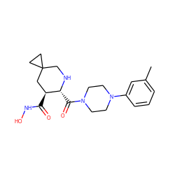 Cc1cccc(N2CCN(C(=O)[C@H]3NCC4(CC4)C[C@@H]3C(=O)NO)CC2)c1 ZINC000029037943