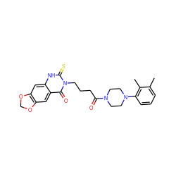 Cc1cccc(N2CCN(C(=O)CCCn3c(=S)[nH]c4cc5c(cc4c3=O)OCO5)CC2)c1C ZINC000002975269