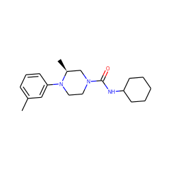 Cc1cccc(N2CCN(C(=O)NC3CCCCC3)C[C@@H]2C)c1 ZINC000004919518