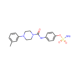 Cc1cccc(N2CCN(C(=O)Nc3ccc(OS(N)(=O)=O)cc3)CC2)c1 ZINC000474603880