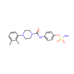 Cc1cccc(N2CCN(C(=O)Nc3ccc(OS(N)(=O)=O)cc3)CC2)c1C ZINC000474608406