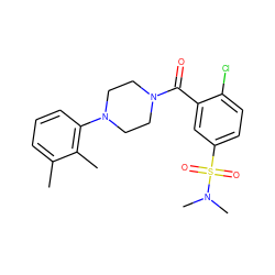 Cc1cccc(N2CCN(C(=O)c3cc(S(=O)(=O)N(C)C)ccc3Cl)CC2)c1C ZINC000008826241