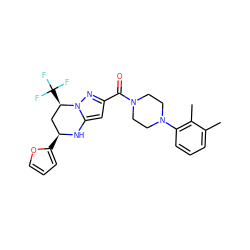 Cc1cccc(N2CCN(C(=O)c3cc4n(n3)[C@H](C(F)(F)F)C[C@H](c3ccco3)N4)CC2)c1C ZINC000018209796