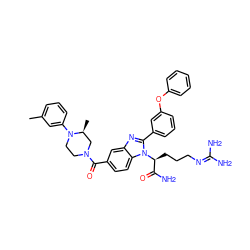 Cc1cccc(N2CCN(C(=O)c3ccc4c(c3)nc(-c3cccc(Oc5ccccc5)c3)n4[C@@H](CCCN=C(N)N)C(N)=O)C[C@@H]2C)c1 ZINC000202671920