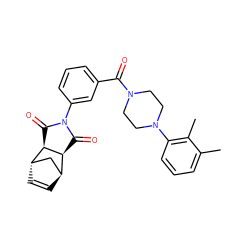 Cc1cccc(N2CCN(C(=O)c3cccc(N4C(=O)[C@H]5[C@H]6C=C[C@@H](C6)[C@H]5C4=O)c3)CC2)c1C ZINC000100559871