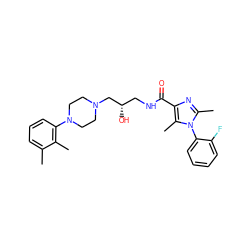 Cc1cccc(N2CCN(C[C@@H](O)CNC(=O)c3nc(C)n(-c4ccccc4F)c3C)CC2)c1C ZINC000072104845