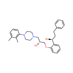 Cc1cccc(N2CCN(C[C@@H](O)COc3ccccc3[C@@H](O)CCc3ccccc3)CC2)c1C ZINC000096941800