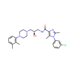 Cc1cccc(N2CCN(C[C@H](O)CNC(=O)c3nc(C)n(-c4cccc(Cl)c4)c3C)CC2)c1C ZINC000072106425