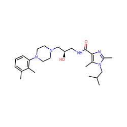 Cc1cccc(N2CCN(C[C@H](O)CNC(=O)c3nc(C)n(CC(C)C)c3C)CC2)c1C ZINC000072105297