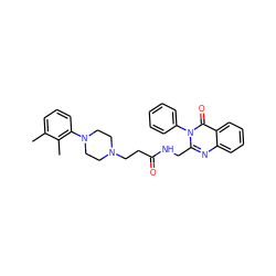 Cc1cccc(N2CCN(CCC(=O)NCc3nc4ccccc4c(=O)n3-c3ccccc3)CC2)c1C ZINC000029123629