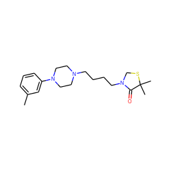 Cc1cccc(N2CCN(CCCCN3CSC(C)(C)C3=O)CC2)c1 ZINC000013759356