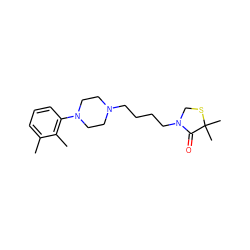 Cc1cccc(N2CCN(CCCCN3CSC(C)(C)C3=O)CC2)c1C ZINC000013759360