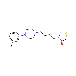 Cc1cccc(N2CCN(CCCCN3CSCC3=O)CC2)c1 ZINC000001547051